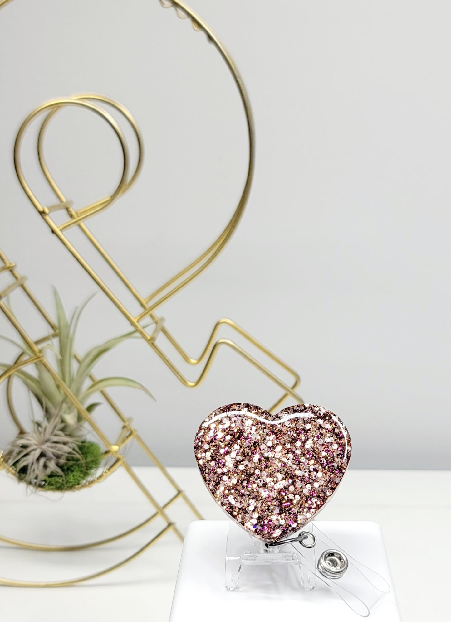 Glitter Heart Badge Holder