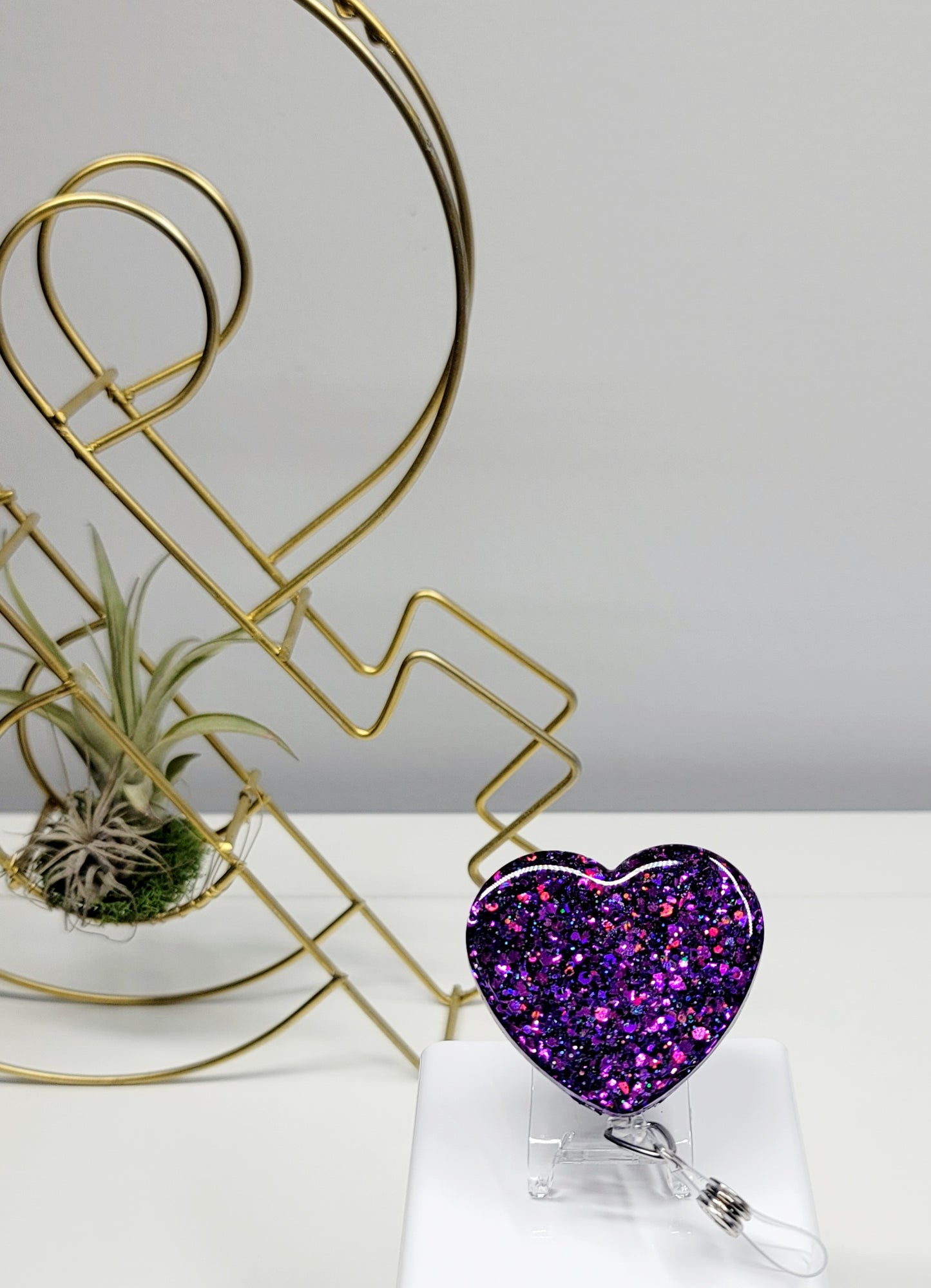 Glitter Heart Badge Holder