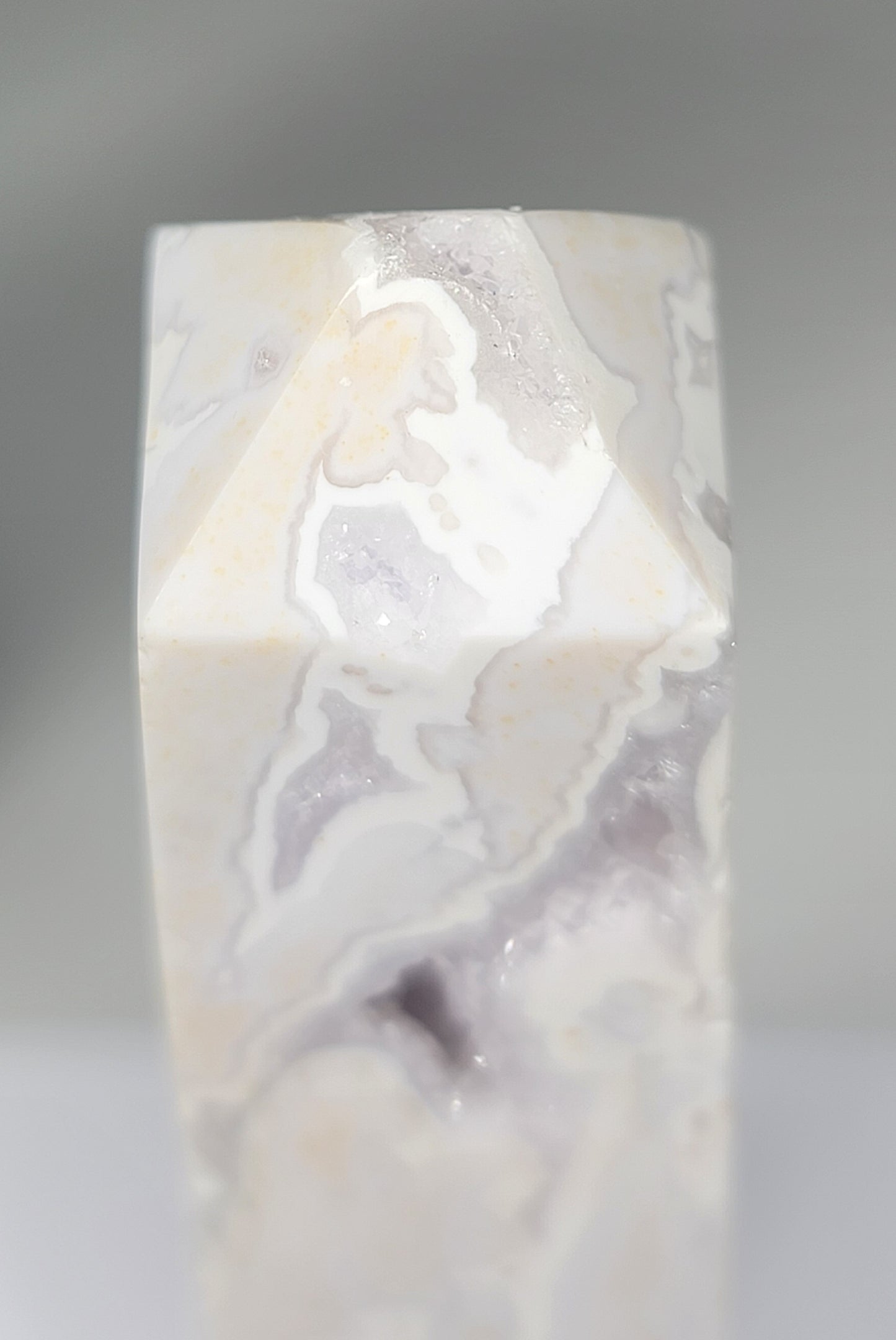 Dendritic Snow White Druzy Agate Tower