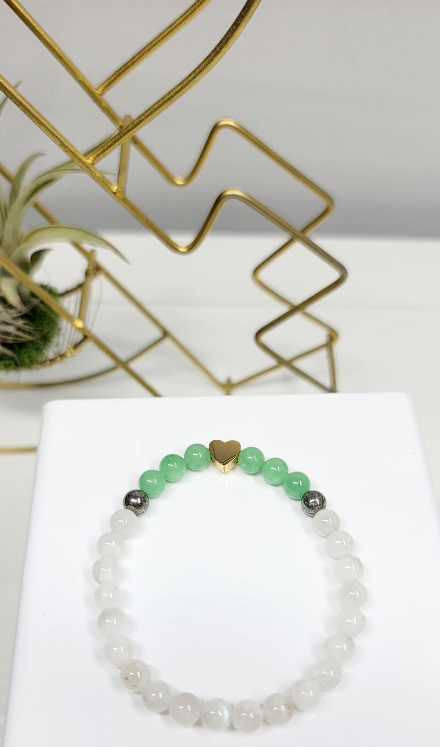 Jade, Pyrite, Moonstone Bracelet 