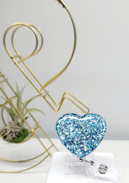 Glitter Heart Badge Holder 