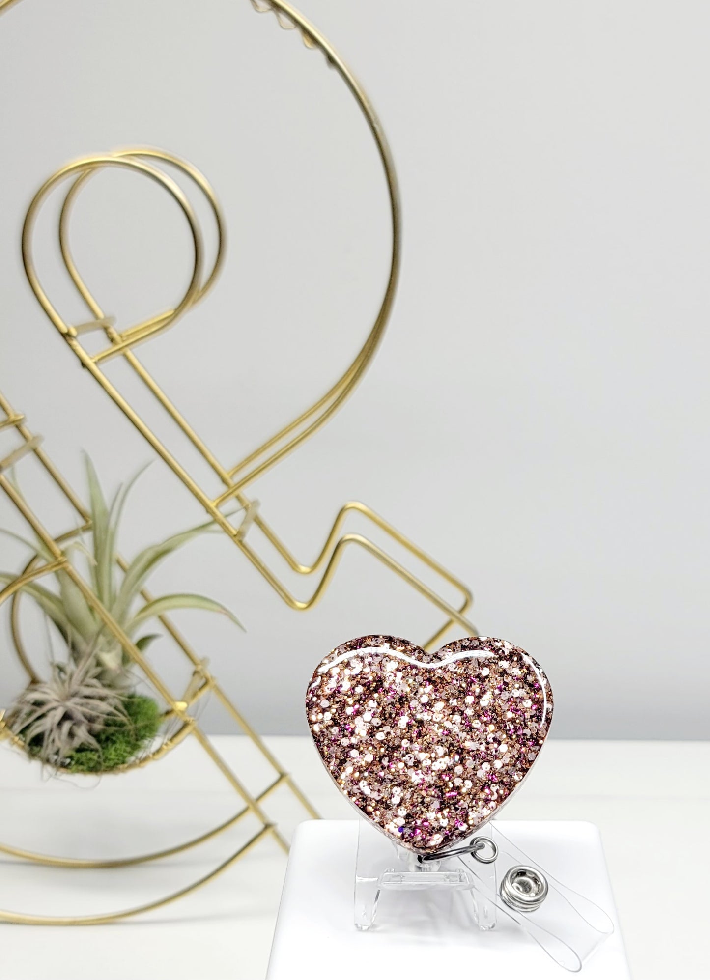 Glitter Heart Badge Holder 