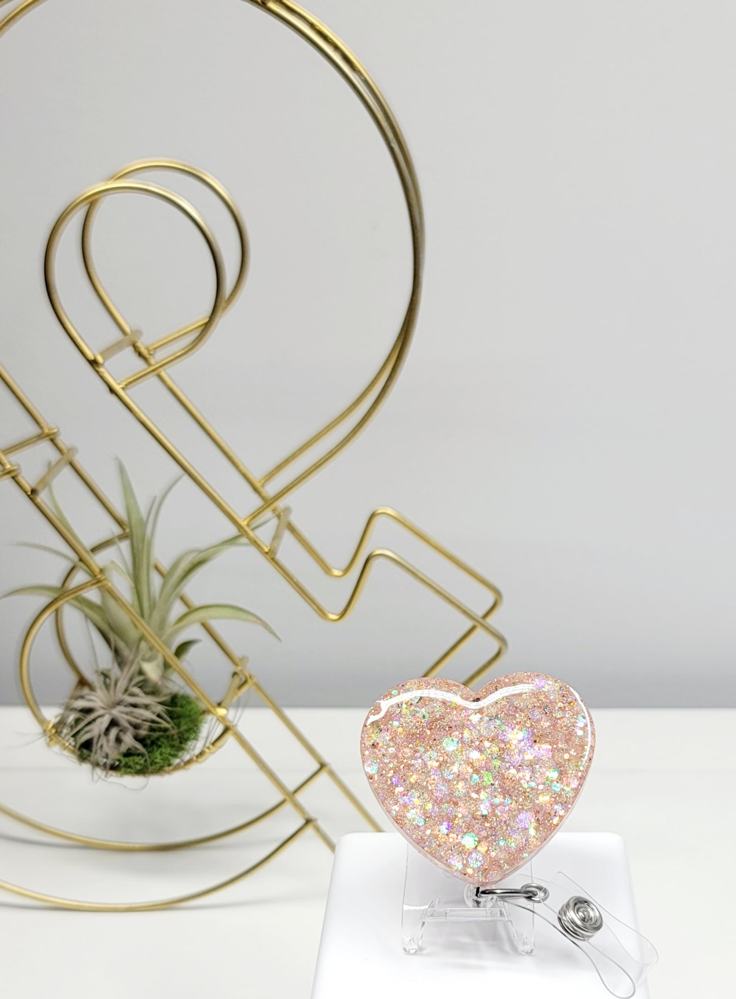 Glitter Heart Badge Holder 