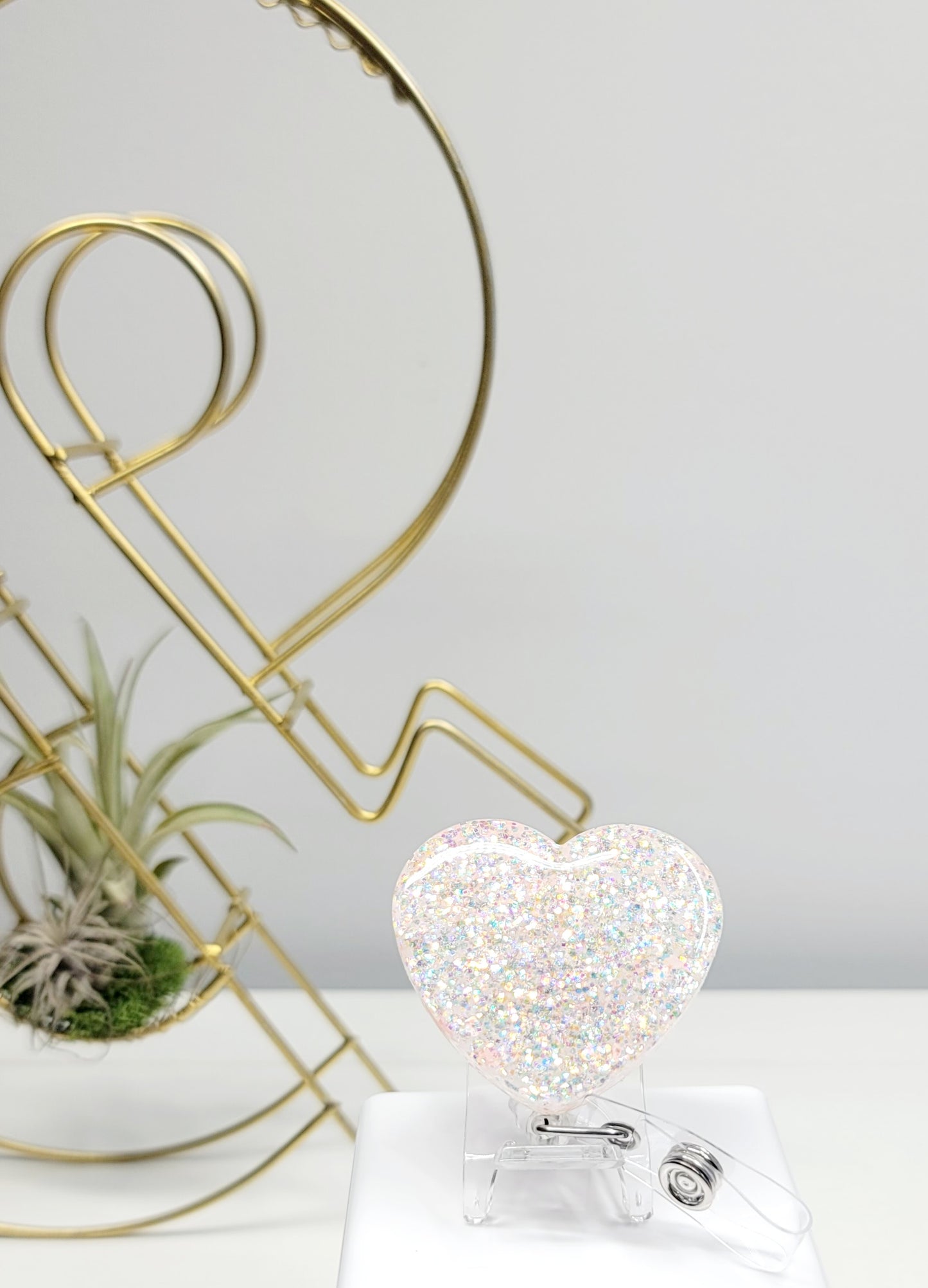 Glitter Heart Badge Holder 