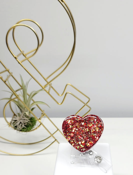 Glitter Heart Badge Holder 