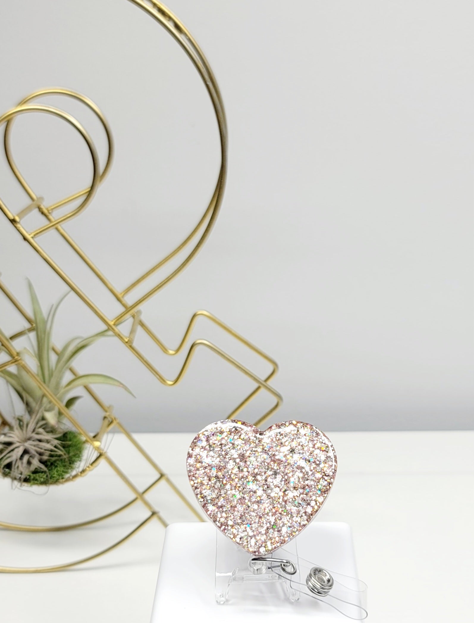 Glitter Heart Badge Holder 