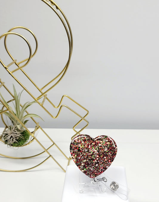 Glitter Heart Badge Holder 