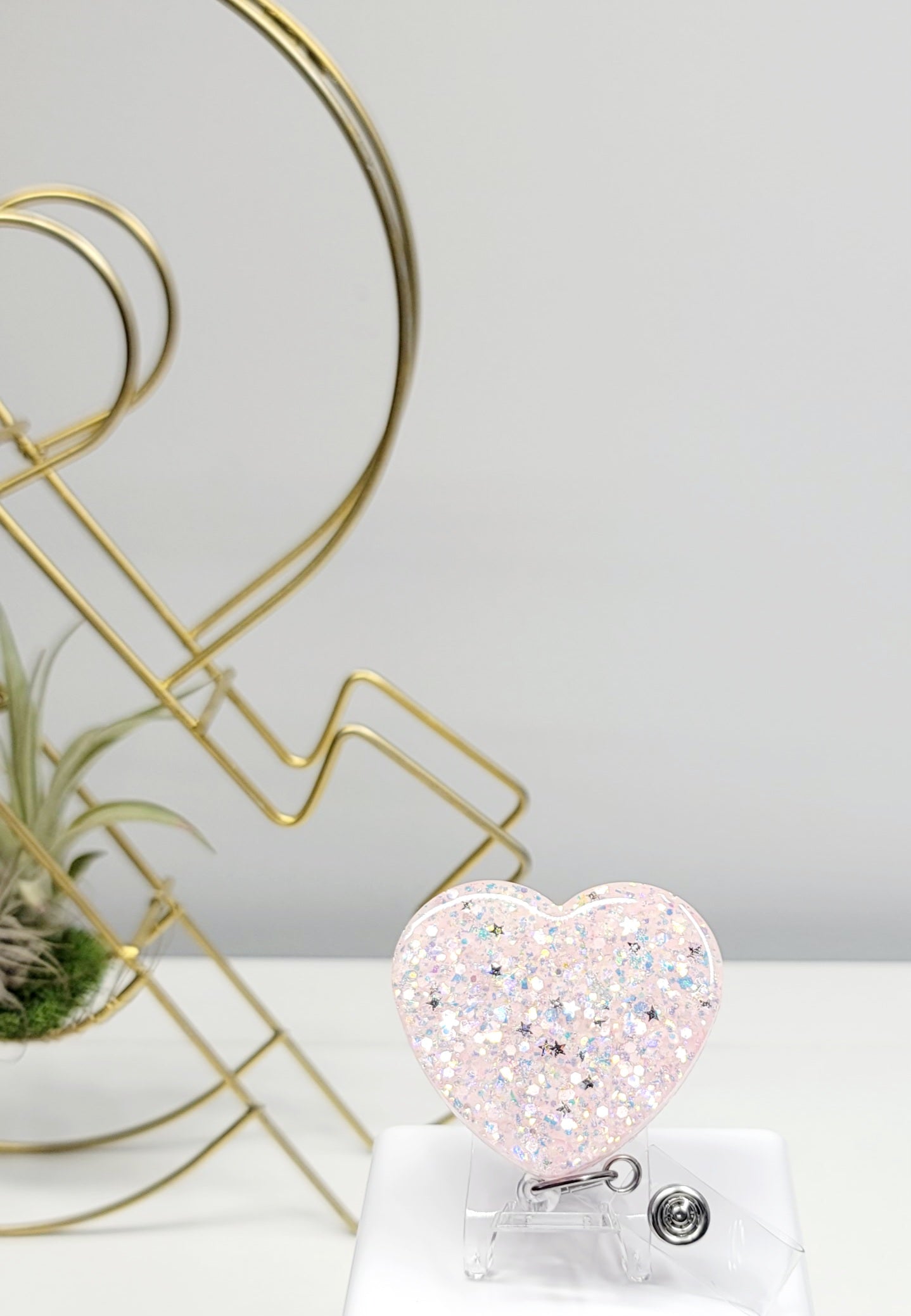 Glitter Heart Badge Holder 