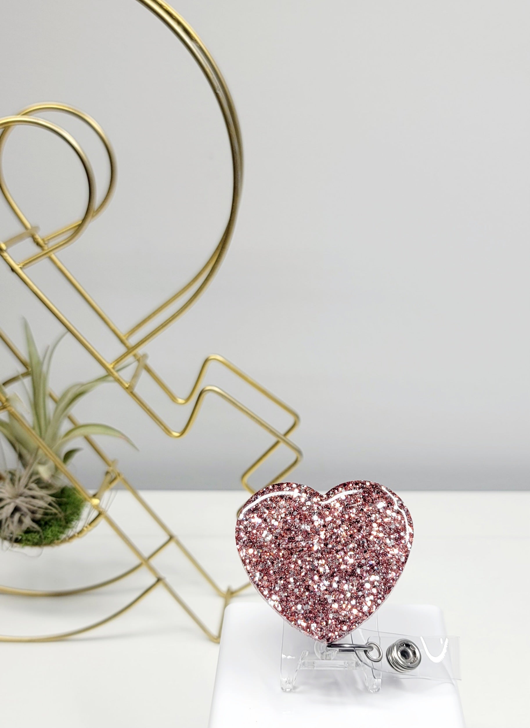 Glitter Heart Badge Holder 