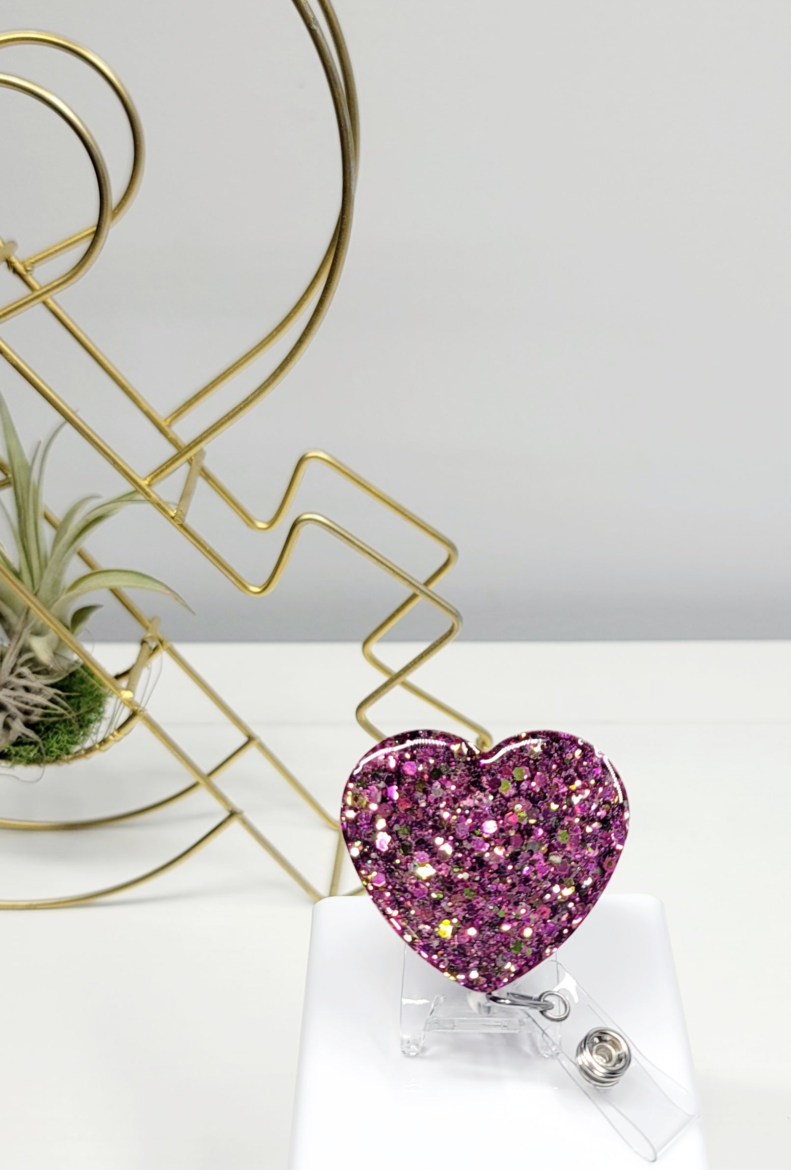 Glitter Heart Badge Holder 