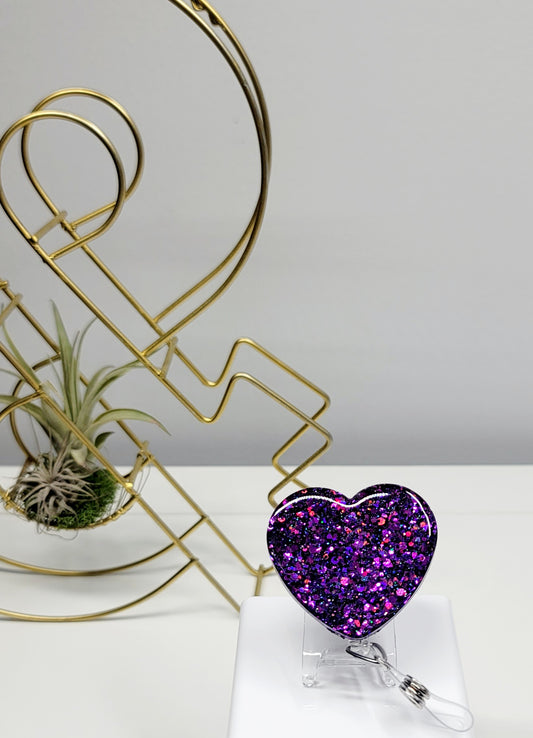 Glitter Heart Badge Holder 