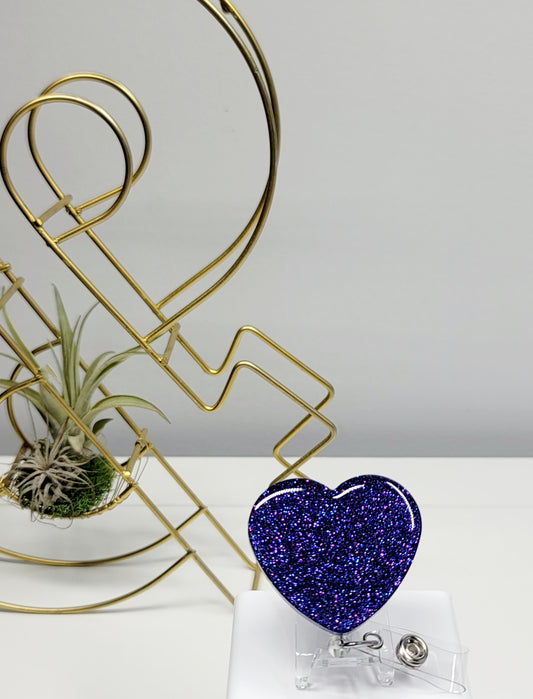 Glitter Heart Badge Holder 