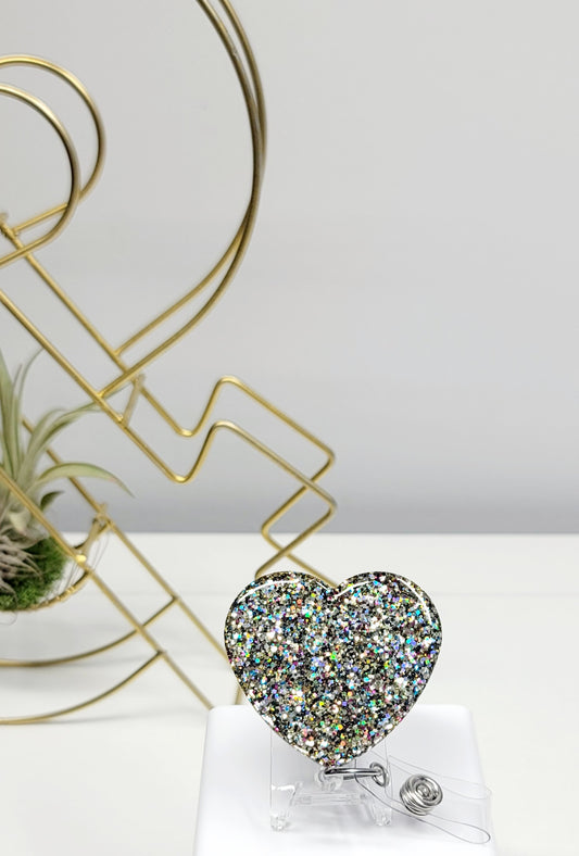 Glitter Heart Badge Holder 