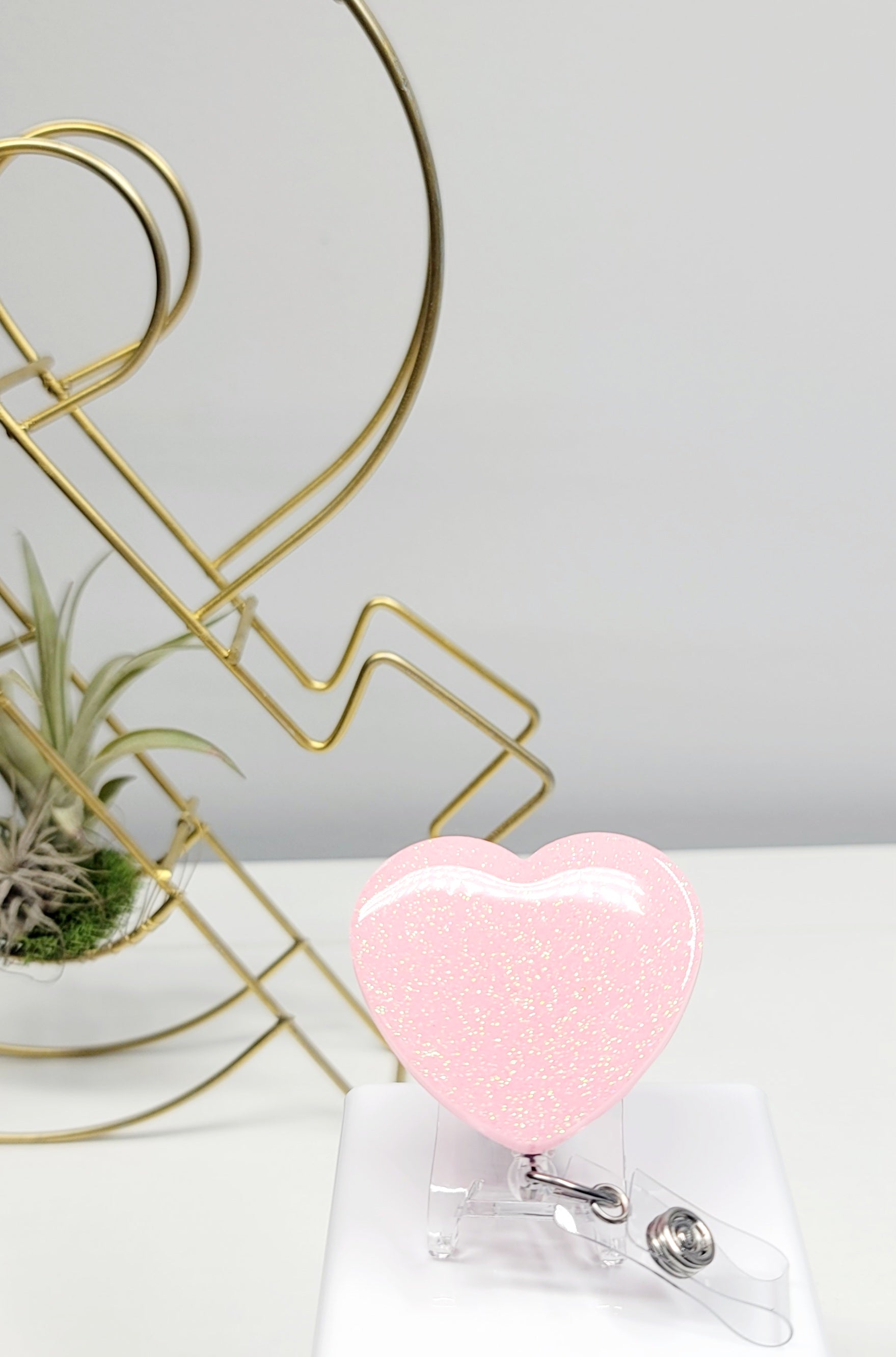 Glitter Heart Badge Holder 