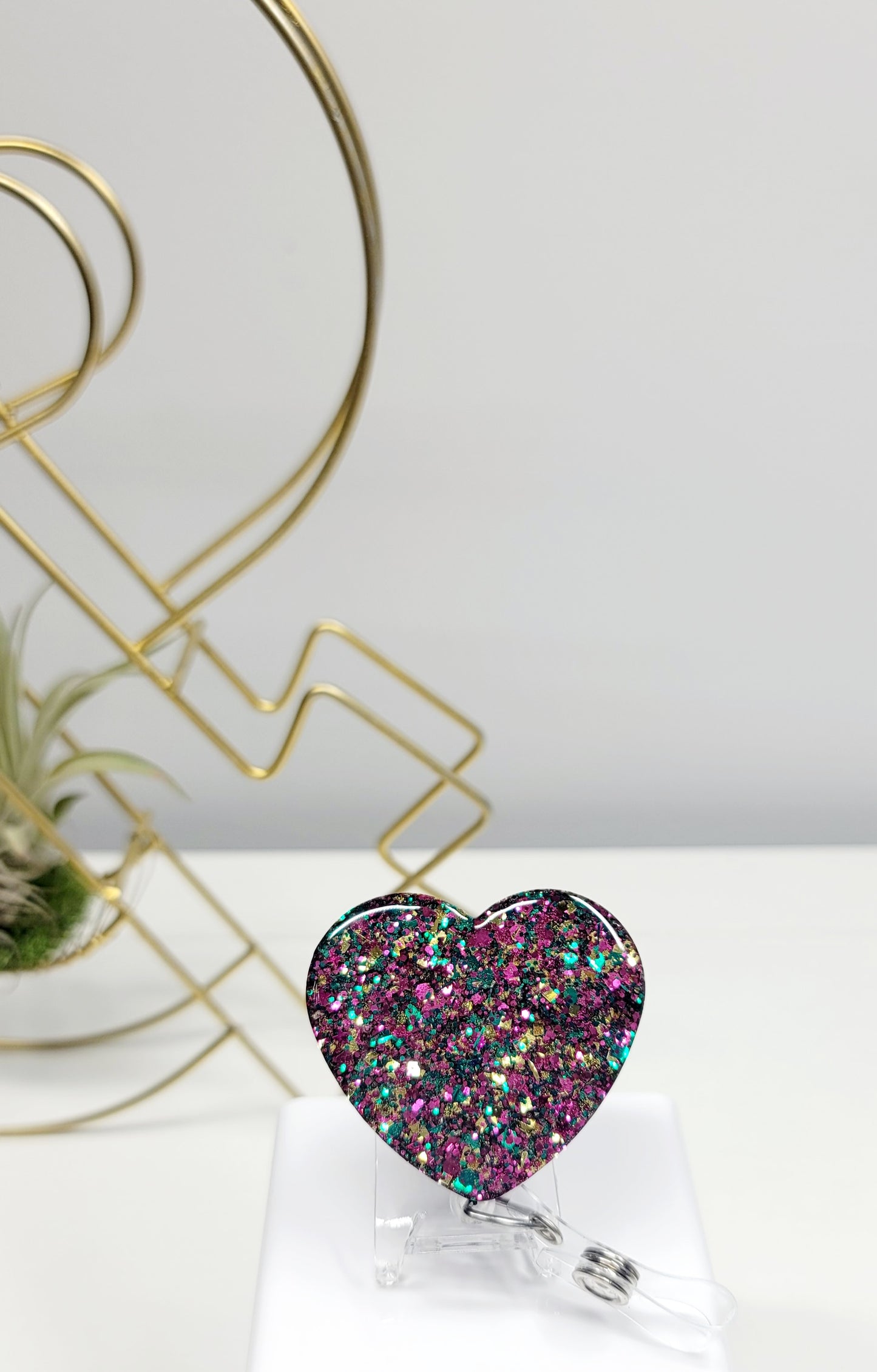 Glitter Heart Badge Holder 