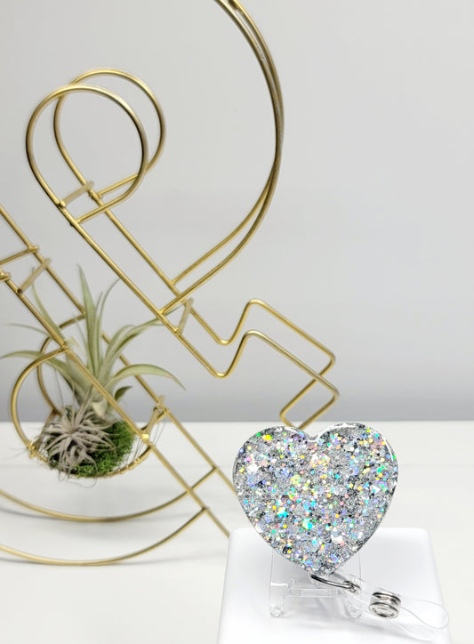 Glitter Heart Badge Holder 